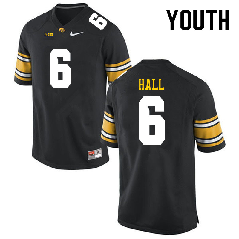 Youth #6 TJ Hall Iowa Hawkeyes College Football Jerseys Sale-Black